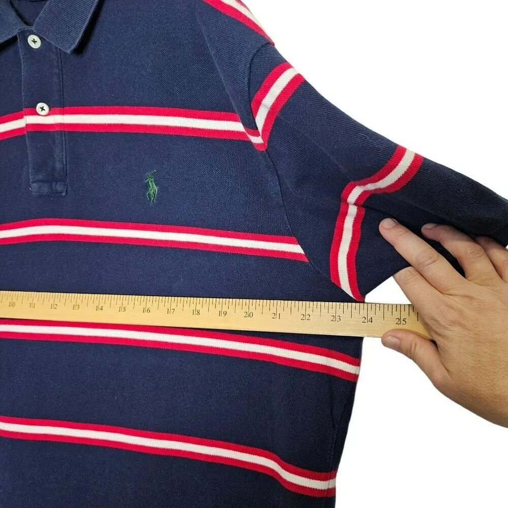 Polo By Ralph Lauren Mens Striped Short Sleeve Polo Shirt XL Blue Red White‎